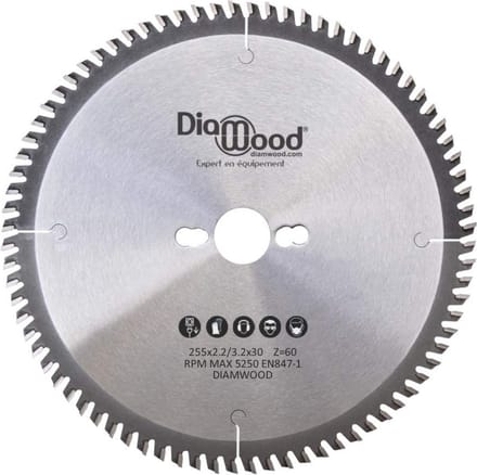 Cirkelzaagblad HM Universeel D 255 mm - Boring: 30 mm, Dikte: 3,2 mm, Z60 voor Hout