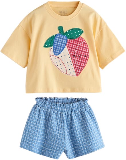 Next - Meisjes - Set van T-shirt en fietsshorts - Geel