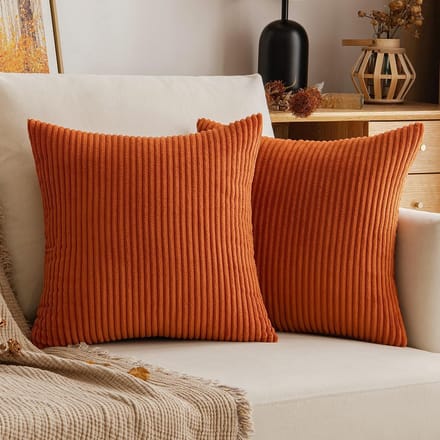 Set van 2 Corduroy Terracotta Sierkussenslopen 40x40 cm - Zacht Gestreept Vierkant