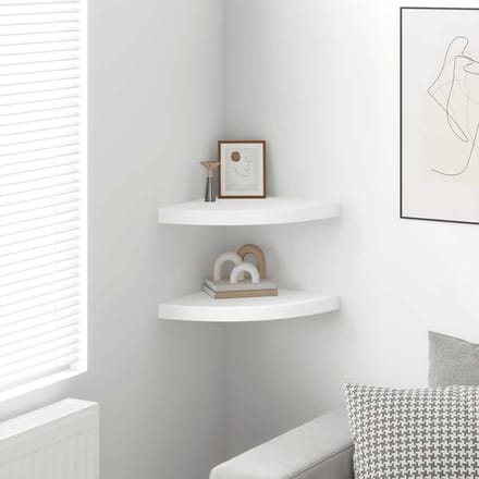 vidaXL - Zwevende - hoekplanken - 2 - st - wit - 35x35x3,8 - cm - MDF