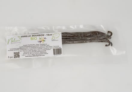 Vanillestokjes - Premium Grade A Bourbon Madagaskar Biologisch - 5 stuks - 18 cm - NL-BIO-01