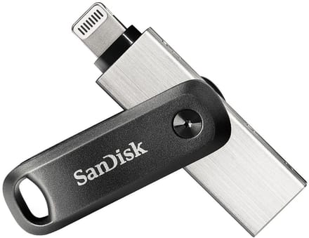 SANDISK iXpand Flash Drive Go – USB-stick smartphone/tablet – Zwart, Zilver – 64 GB – USB-A 3.2 Gen 1, Apple Lightning