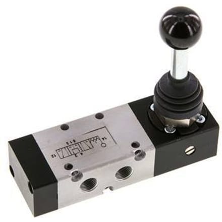 5/3 G1/8 '' Middendruk  Handbediend Hefboom Ventiel Detent -0.95-10bar/-13.2-140psi