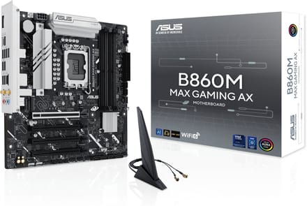 ASUS B860M MAX GAMING AX Moederbord - Intel B860 - Intel LGA1851 - DDR5 RAM - Micro-ATX