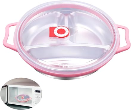 Magnetronschaal met Deksel - Magnetronbakje Voedselcontainer - Voedsel Opwarmen - Ventilatieontwerp - 22 cm - Roze