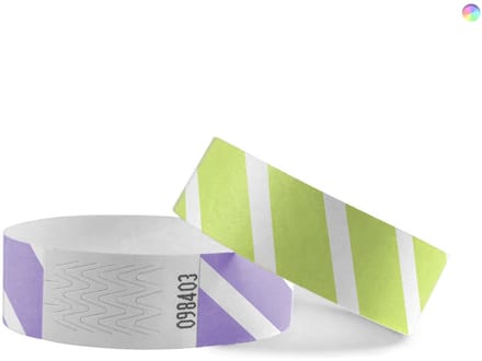 CombiCraft Blanco Tyvek gestreepte polsbandjes kleurenmix - 100 stuks