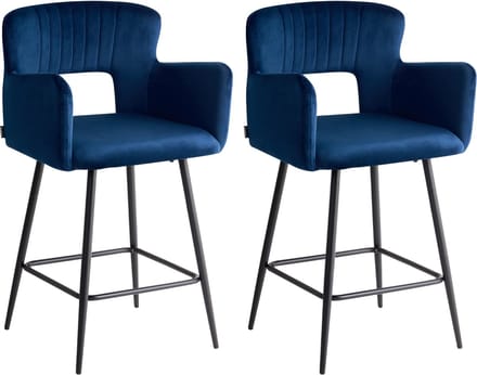 SANILAC - Barkruk set van 2 - Marineblauw - Fluweel
