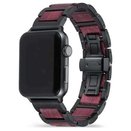 Apple Watch-bandje - Amaranthout en zwart staal 38-41 mm