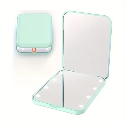 GEAR3000® make-up spiegel met verlichting - LED - 3x vergroting - compacte reis spiegel groen