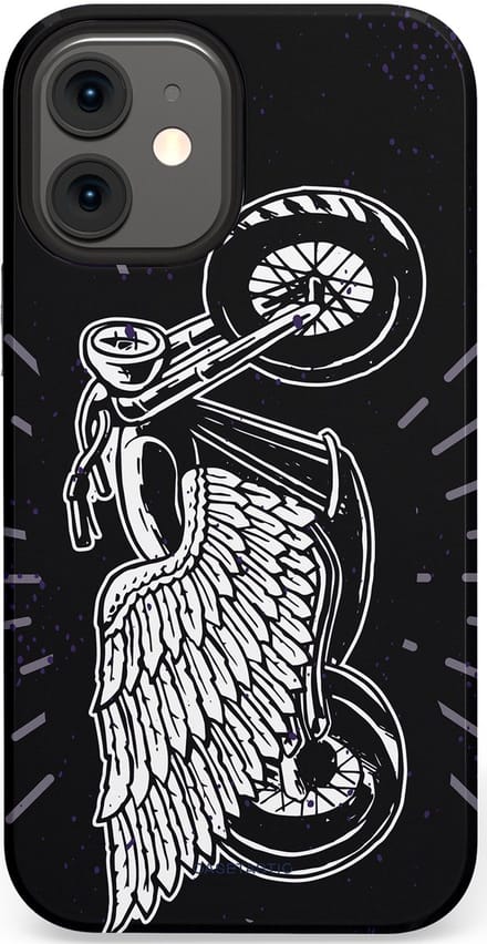 Casetastic hoesje geschikt voor Apple iPhone 12 Mini - Dubbellaagse bescherming - Retro highway - Fashion Case - Donkerblauw Zwart Grijs