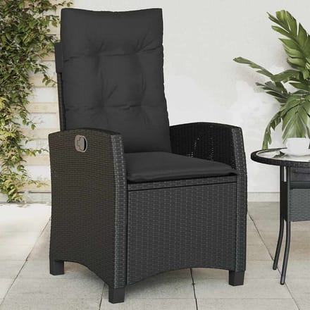 vidaXL - Tuinstoelen - 2 - st - verstelbaar - met - kussens - poly - rattan - zwart
