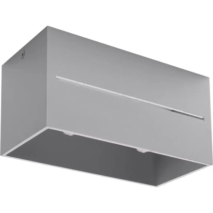 Plafondlamp LOBO 2 rechthoekig met lineaire perforatie - Sollux Lighting - IP20 - Grijs aluminium behuizing - 20 x 10 x 10 cm - 2 x G9 LED, exclusief lichtbron - 2 x 8 W - Moderne plafondlamp voor woonkamer, slaapkamer en keuken