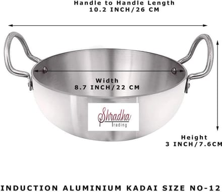 Aluminium Indiase Kadai - 12 Inch Kookpan met Handgrepen