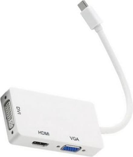XIB Mini Displayport naar DVI, VGA en HDMI Kabel | Thunderbolt 3-in-1 adapter | Mini DP to DVI + VGA + HDMI - Wit