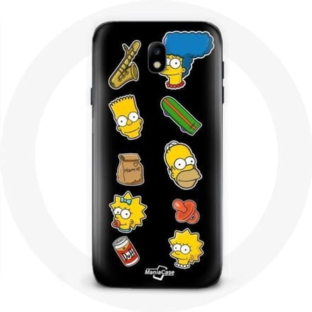 Coque - MANIACASE - Samsung Galaxy J7 2017 - Souple - Noir - Les Simpson noir