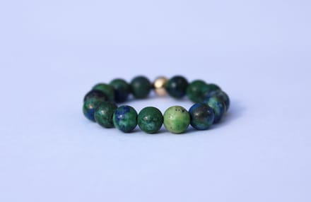 Bixorp Gems Edelsteen Ring van Azuriet + Malachiet - 4mm Kralen Ring - Cadeau voor haar