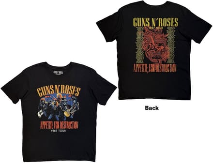 Guns N' Roses - Skeleton 1987 Tour Heren Tshirt - S - Zwart