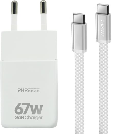 Snellader geschikt voor Xiaomi 67W HyperCharge + USB C Kabel - Oplader geschikt voor Xiaomi telefoon & tablet - USB C Adapter - USB C naar USB C - 1 Meter