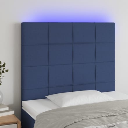 vidaXL - Hoofdbord - LED - 90x5x118/128 - cm - stof - blauw