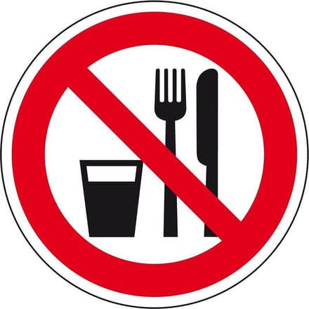 Eten en drinken verboden bord, kunststof 100 mm