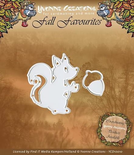 Die - Yvonne Creations - Fall Favourites - Squirrel - snijmal eekhoorn met eikel - embossing mal bos