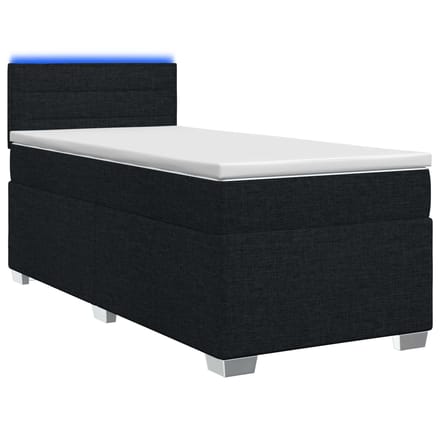 vidaXL - Boxspringbed - met - matras - en - LED - Zwart - 100 - x - 200 - cm - Stof