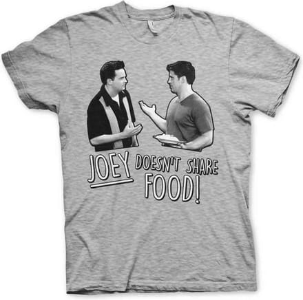 Friends Heren Tshirt -S- Joey Doesn't Share Food Grijs