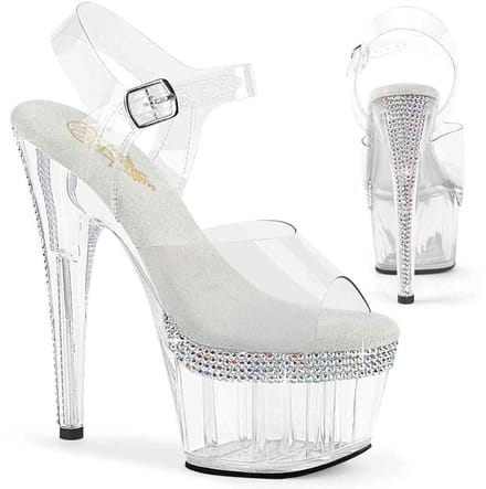 Pleaser - ADORE708PHRS Sandaal met enkelband - US 10 - 40 Shoes - Wit/Transparant