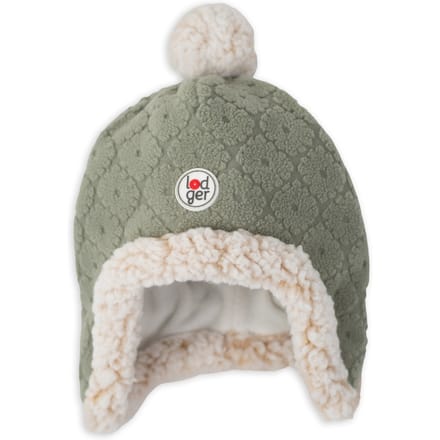 Kindermutsje winter groen 1-2 Jaar - gevoerd met fleece - pompon