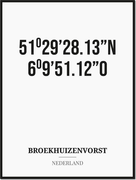 Poster/kaart BROEKHUIZENVORST met coördinaten