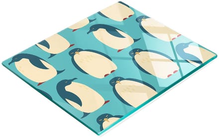 Decoratieve glazen snij- en serveerplank met pinguïns, 60x52 cm