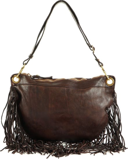 CAMPOMAGGI Leren Schoudertas Shoulder Bag Moro Donkerbruin