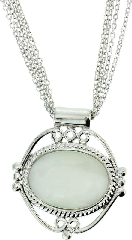 Behave Ketting met witte hanger - metaal - anker schakel - 40 + 5 cm - wit