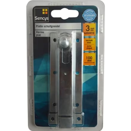Sencys Deurgrendel Plat - Verzinkt Staal - 100 Mm