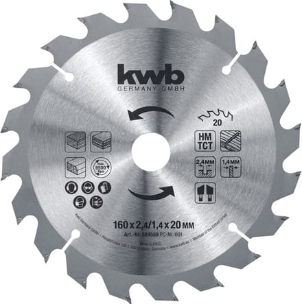 kwb 584559 Cirkelzaagblad 160 x 16 mm 1 stuk(s)