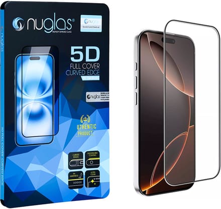 NuGlas Premium Screenprotector Voor iPhone 16 Pro - Full Cover Invisible Tempered Glas 5D