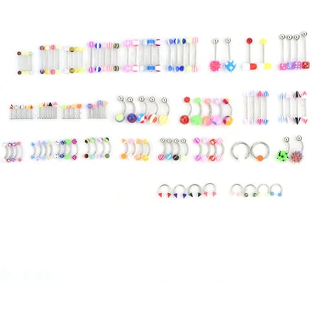 110 stks/set Tong Neus Navel Ringen Gemengde Rvs Body Piercing Sieraden white