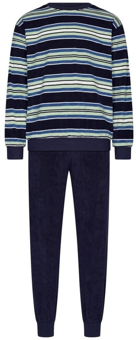 Robson Pyjama - Katoen/Polyester - Badstof - Gestreept - Blauw/Groen - Maat 48
