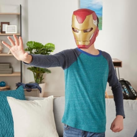 Elektronisch Iron Man masker met beweegbaar vizier, met lichteffecten, Voor kind om zich te verkleden als zijn favoriete held, Vanaf 5
