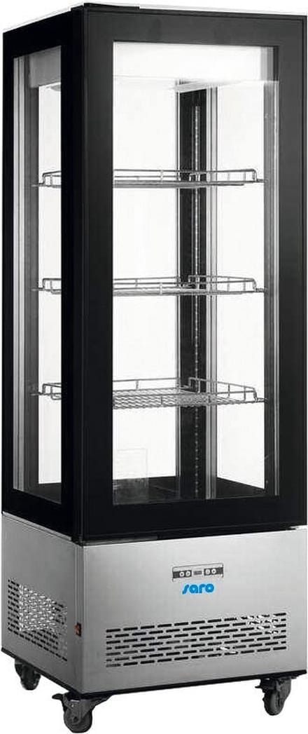 Koelvitrine LEONIE – 400 L – Zwart / RVS – Professionele Vitrine met LED en Umluchtkoeling