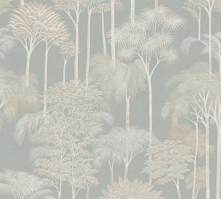 PALMBOMEN BEHANG | Botanisch - Crème Groen Wit - A.S. Création Cuba II