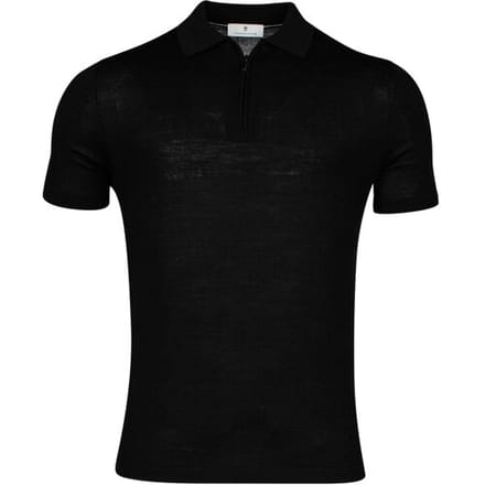Thomas Maine Pullover Polo Fine Merino Single Knit Half Zip Zwart / male