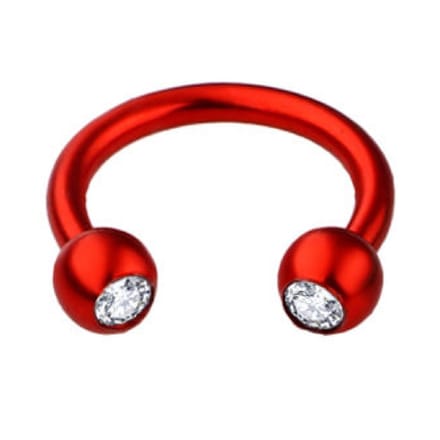 Rood Met Steentjes - Neus / Septum / Helix Piercing