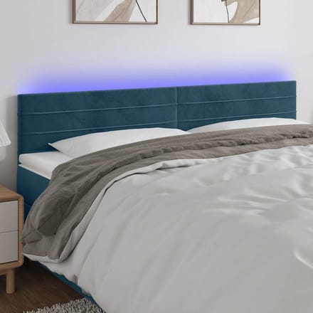 vidaXL - Hoofdbord - LED - 160x5x78/88 - cm - fluweel - donkerblauw