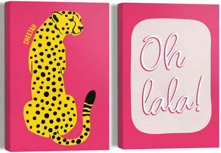 Schilderijen set Roze Safari - 30 x 20 - Canvas - REINDERS