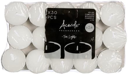 Acorde theelichtjes/waxinelichtjes - wit - 30x - 3 branduren
