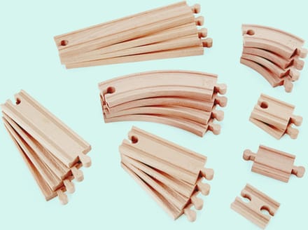 Hape Groot Rails Uitbreidingsset - 24-delig houten treinbaan uitbreiding, vanaf 3 jaar