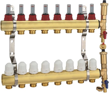 Radiatorconnect messing acht-weg verdeler voor vloerverwarming..