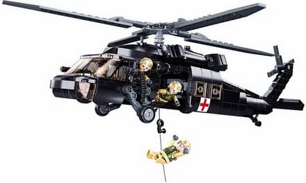 Sluban ModelBricks Army Medical Black Hawk helikopter bouwspeelgoed – Constructiespeelgoed – bouwset met 692 bouwstenen – M38‑B1012 – vanaf 8 jaar