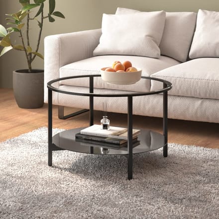 vidaXL - Salontafel - 70 - cm - gehard - glas - zwart - en - transparant
